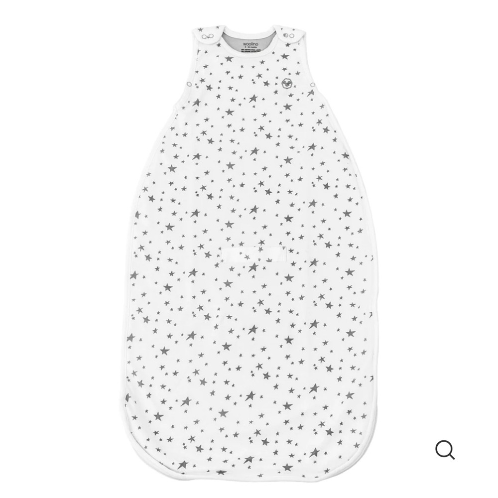 Woolino 4 Season Ultimate Baby Sleep Bag Merino Wool & Organic Cotton Star White